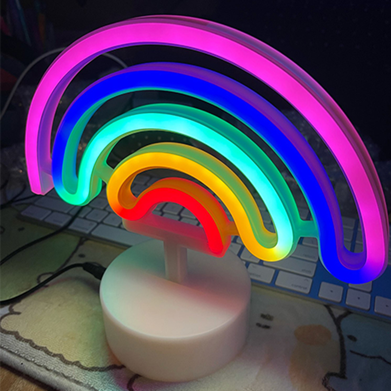 LED Neon Sign Desk Lights & Rainbow Night Light