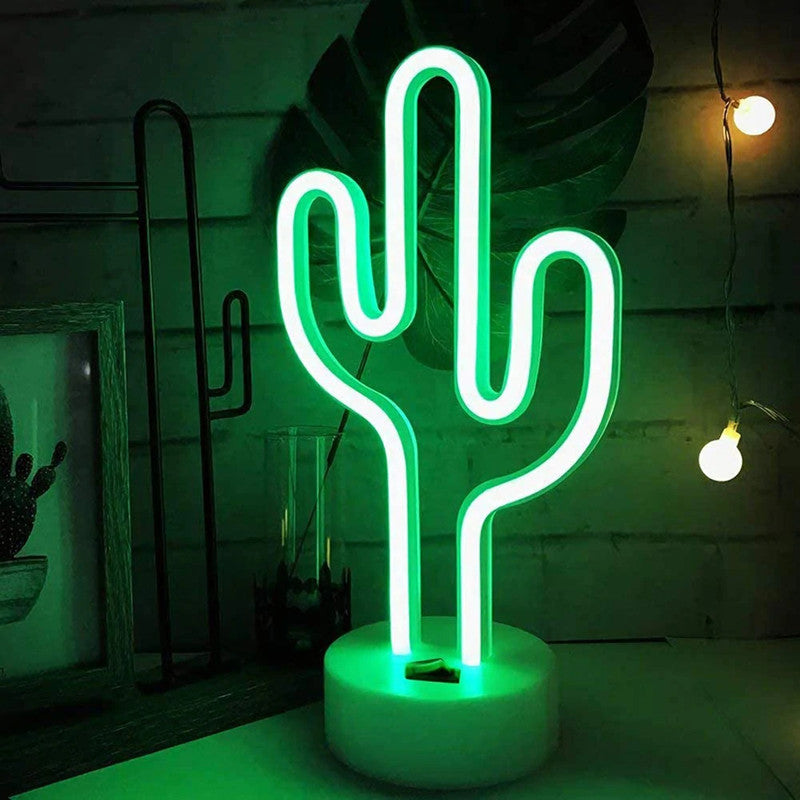 LED Neon Sign Desk Lights & Cactus Night Light