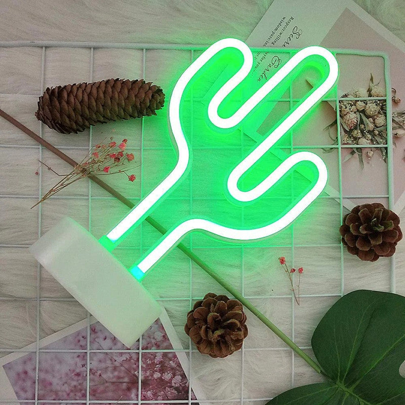 LED Neon Sign Desk Lights & Cactus Night Light