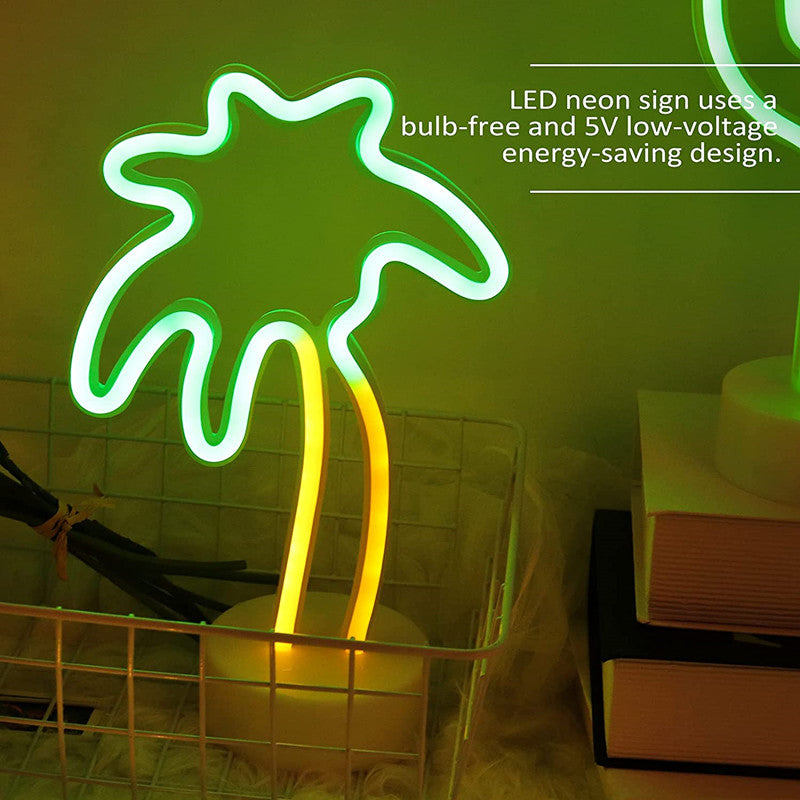 LED Neon Sign Desk Lights & Coconut Tree Night Light