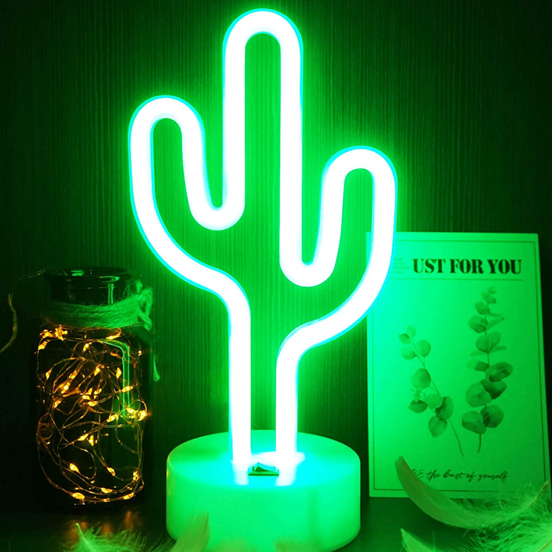 LED Neon Sign Desk Lights & Cactus Night Light