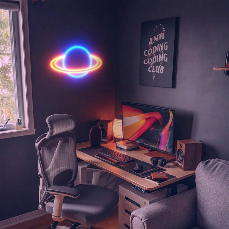 LED Neon Sign Planet & Clouds Night Light