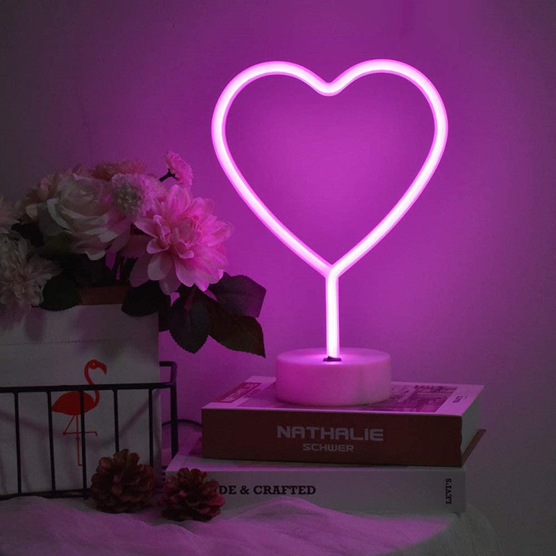 LED Neon Sign Desk Lights & Heart-shaped Night Light