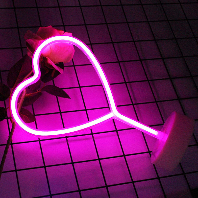 LED Neon Sign Desk Lights & Heart-shaped Night Light