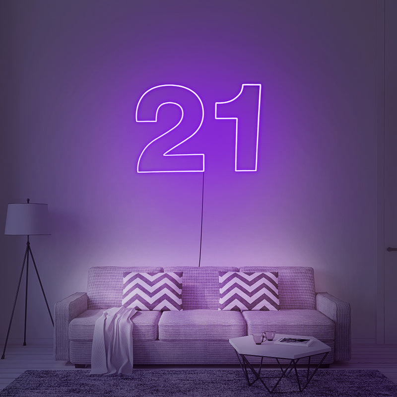 number 21 neon sign