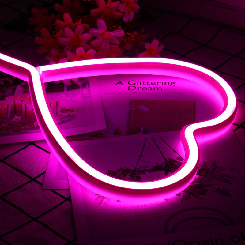 LED Neon Sign Desk Lights & Heart-shaped Night Light